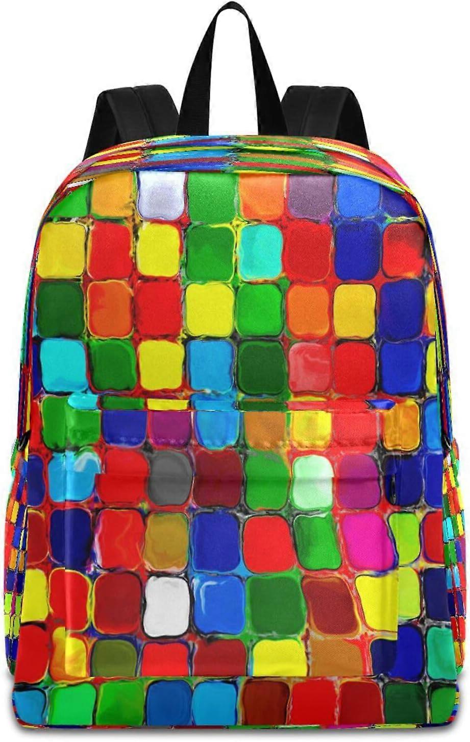 حقيبة ظهر منقوشة للمدرسة الابتدائية ، حقيبة كتب للأطفال فحص اللون حقيبة ظهر للمراهقين المدرسة