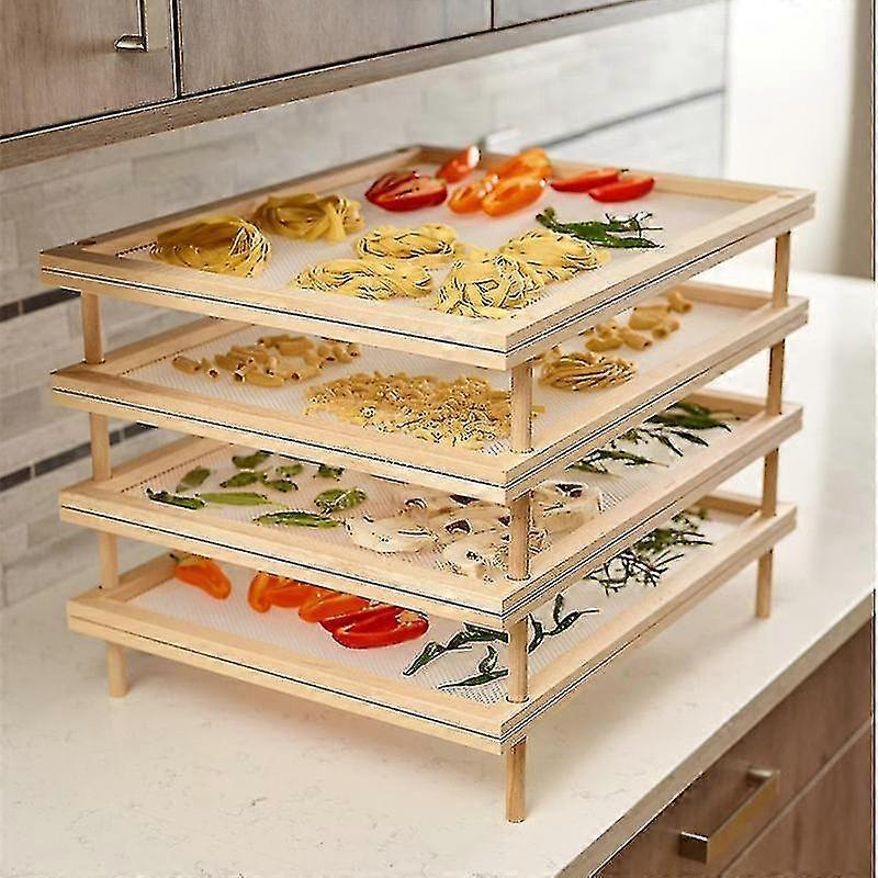 Grilles de séchage d’herbes de pâtes en bois Multipurpose 2-tier Food-dryer Holder Pratique