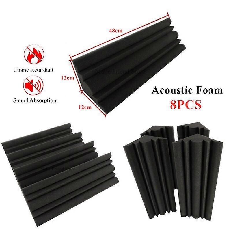 8Pcs 12 x 12 x 48 cm Studio Acoustic Soundproof Foam Flame Retardant Bass Trap Sound Absorption Studio Corner Foam High Density