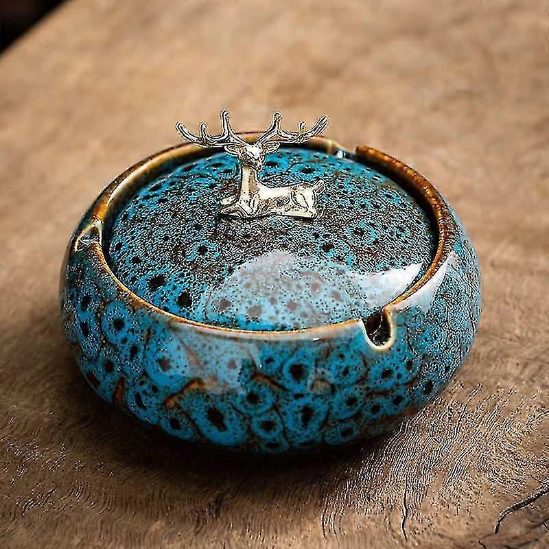 Askebeger med lokk, askebeger for sigaretter i keramikk, vindtett askebeger med lokk for utendørs bruk, retro askebeger