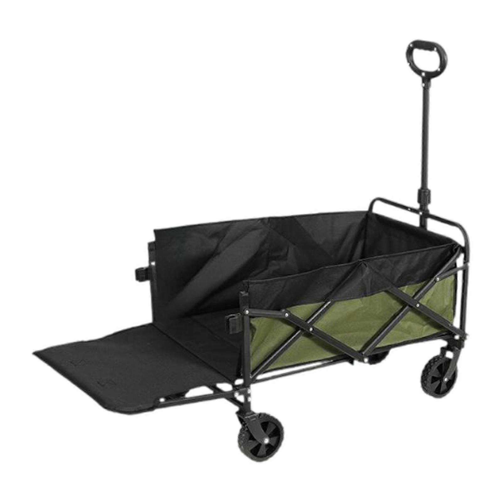 Foldable Wagon Cart Multifunctional Grocery Shopping Cart for Grocery Sports Green