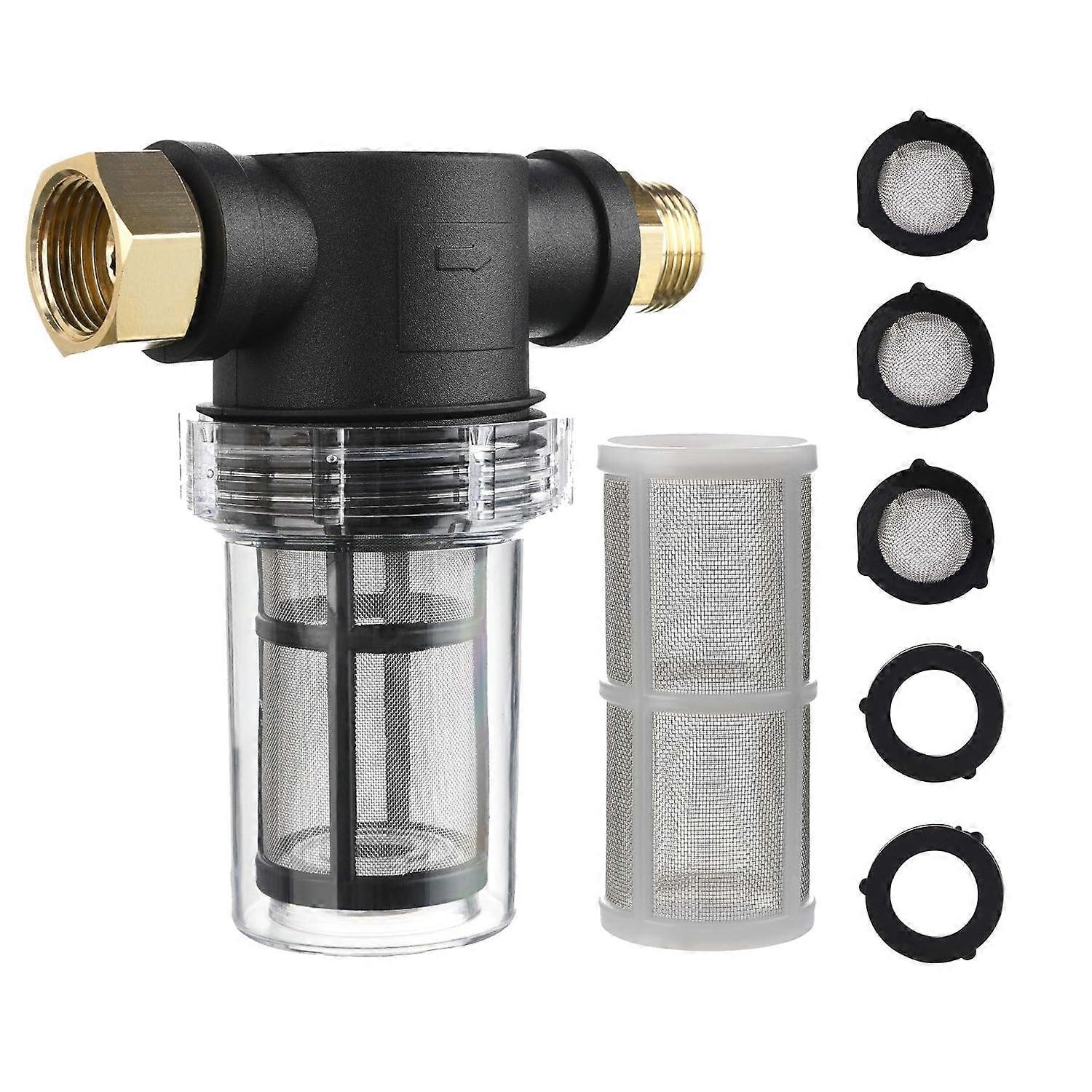 good Garden Hose Filter for Pressure Washer Water Inlet, Inline Sediment Filter, 40 Mesh Screen, Extra 100 Mesh