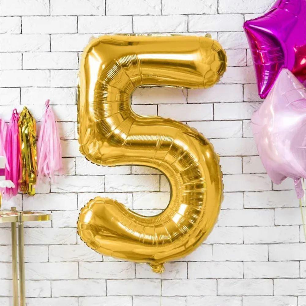 Large Gold Number 5 Balloon