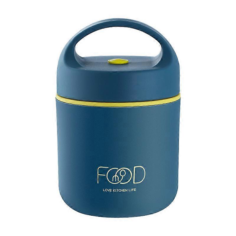 ステンレス鋼真空サーマルランチボックスフードウォーマースープカップ魔法瓶容器お弁当箱子供向けカラーブルー-単層