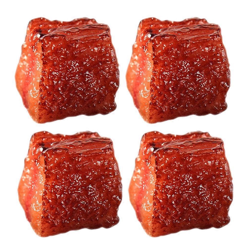 4pcs Fake Diced Beef Models Artificial Beef Fake Beef Cubes Simulated Beef Cubes