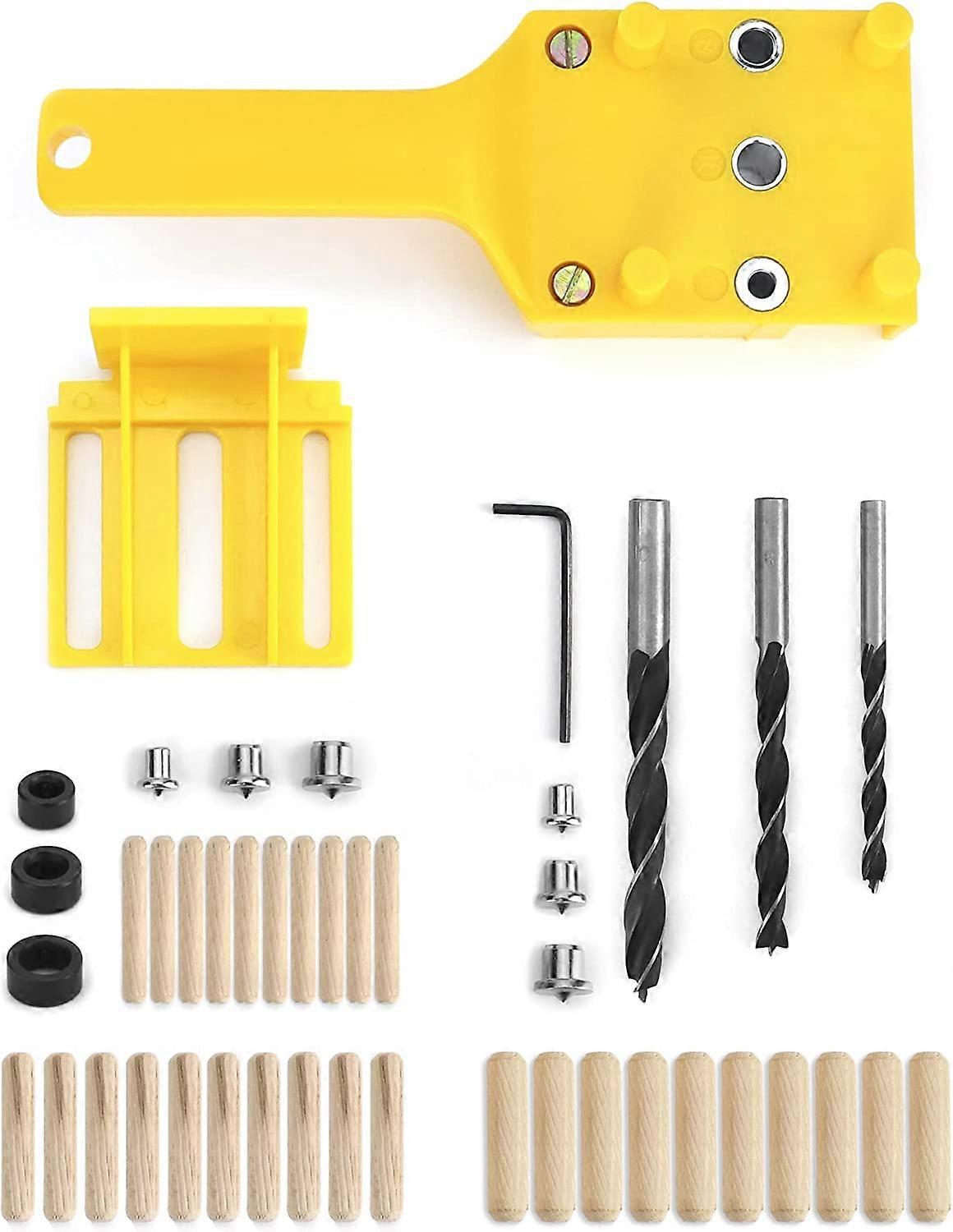 44 Pieces Dowel Drill Jig, Drill Guide with Parallel Stopper, Dowelling Jig Kit, 6mm/8mm/10mm