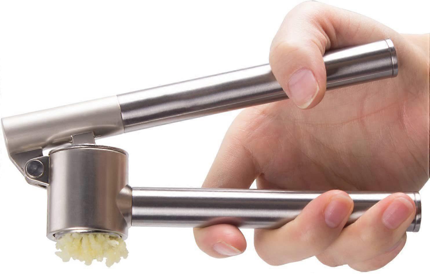 مكبس الثوم من الفولاذ المقاوم للصدأ - قاطع الثوم / كسارة الثوم / مكبس الزنجبيل بمقبض قوي من الفولاذ المقاوم للصدأ ، مساعد مطبخ عملي ومطبخ 