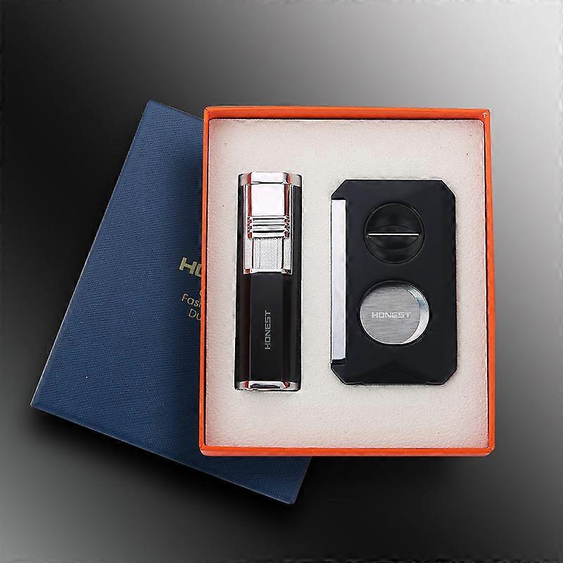 Honest 2024 Metal Cigar Cutter Inflatable Torch Lighter Business Suit High-End Moxibustion Igniter Gift