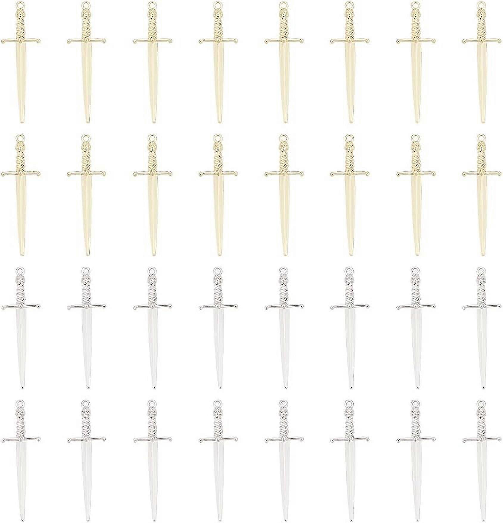 32pcs 2 Colors Swords Knife Bookmark Charms Plating Alloy Sword with Skull Pendants Dagger Punk Earring Charms for DIY Jewelry Making and Custom Toyma