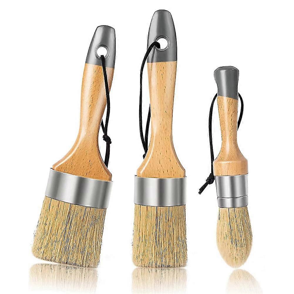 Chalk And Wax Paint Brush Set, Natural Bristles For Painting/waxing/milk Paint/home Decor Cabinets Stencils Woods