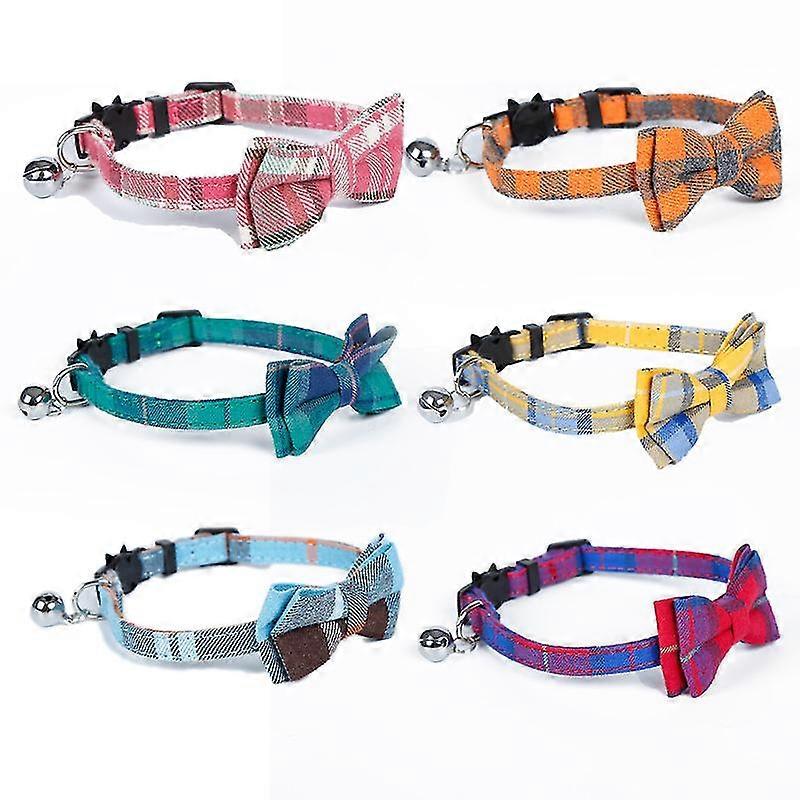 6 pcs fluorescent cat bell collars with quick release for indoor cats