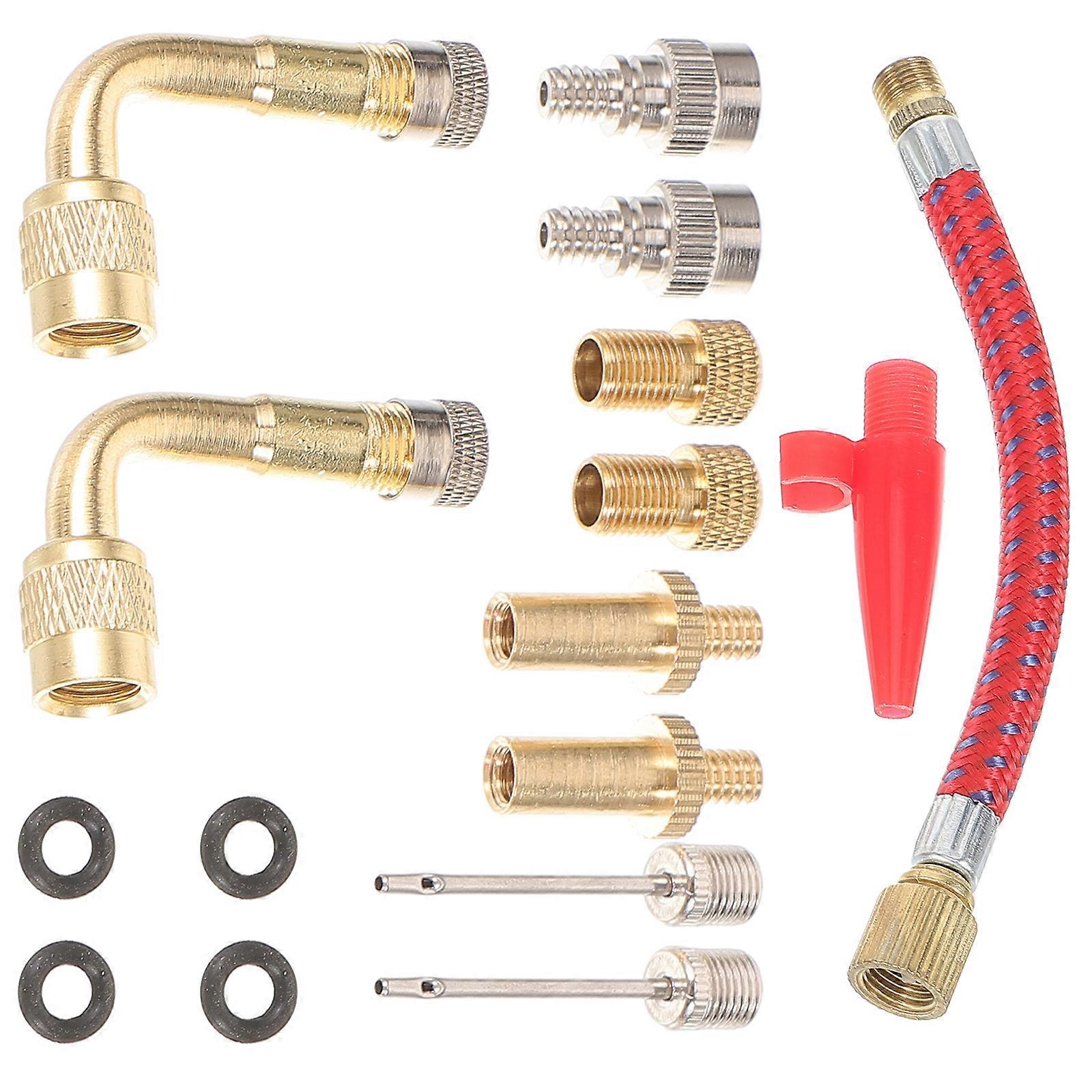 1套自行车适配器工具球泵针自行车轮胎泵管轮胎充气连接器