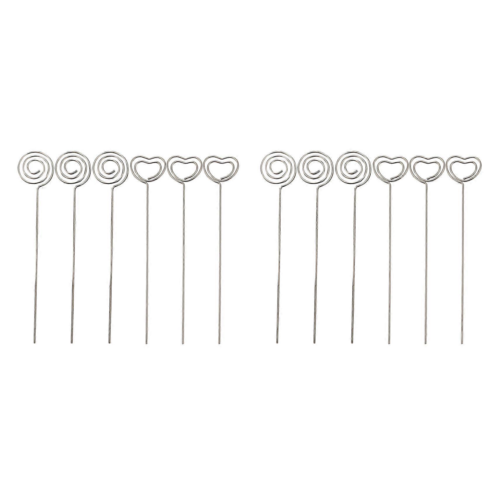 120 Pieces Metal Wires Memo Clip Note Card Holders Table Number Clip Photo Stand Round and Heart Sh