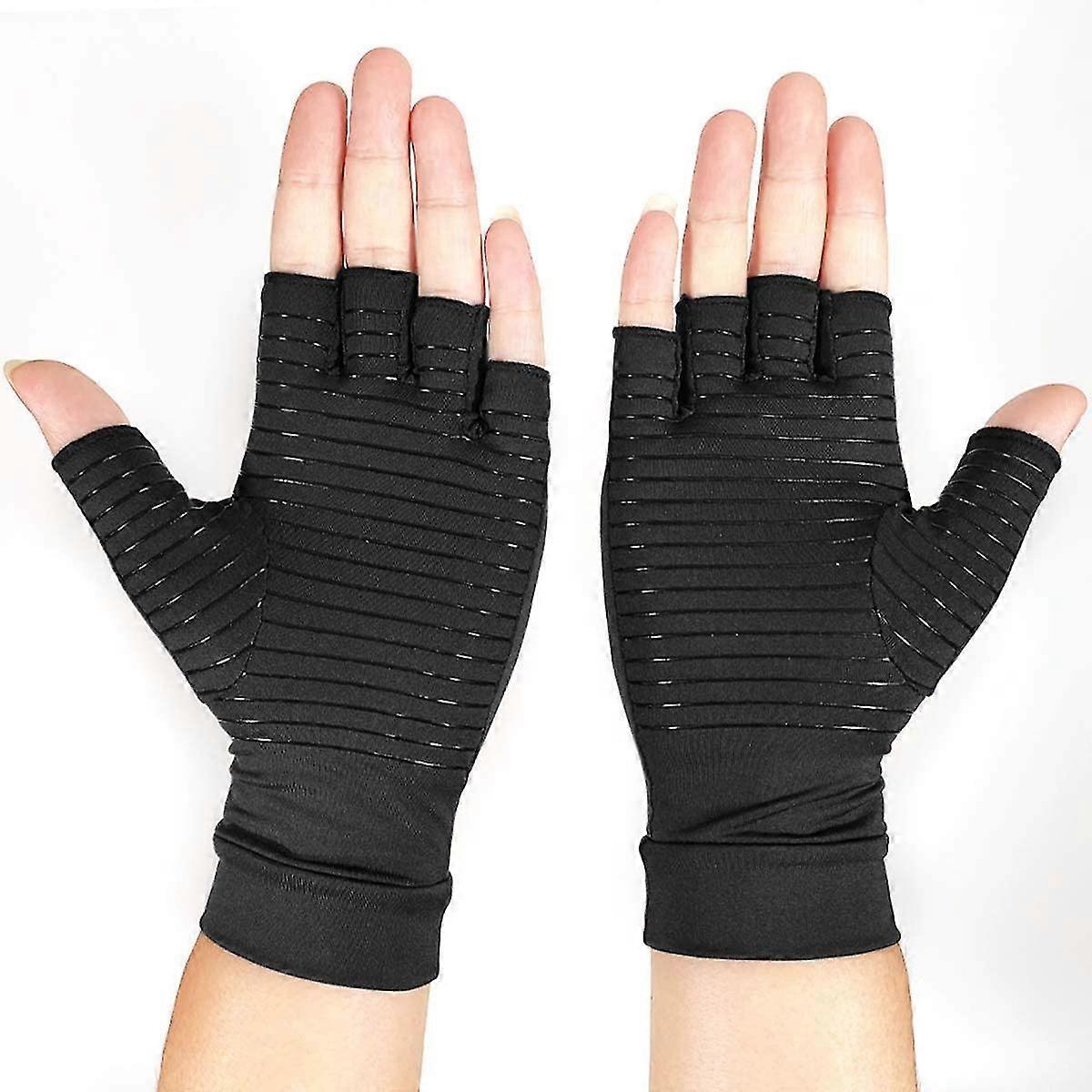 Arthritis Gloves, 1pair Women & Men Arthritis Compression Gloves With Non-slip Silicone Gel, Copper Infused Fit Glove For Arthritis Hands, W