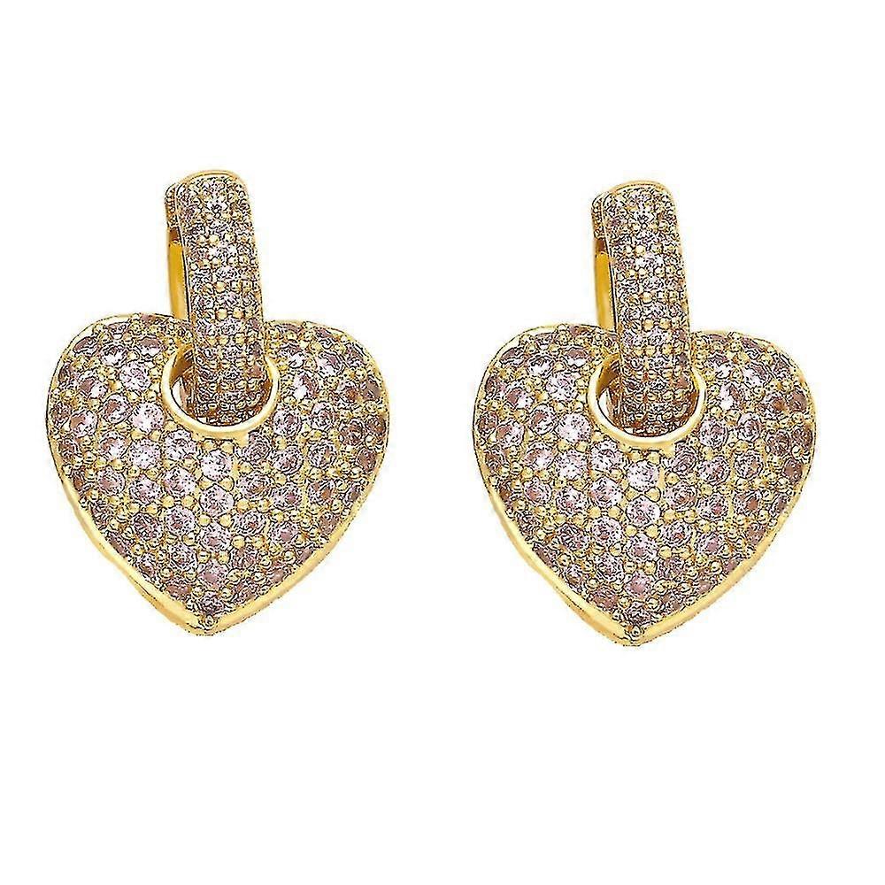 Chic Love Heart Dangle Earring With Clear Crystal Stone