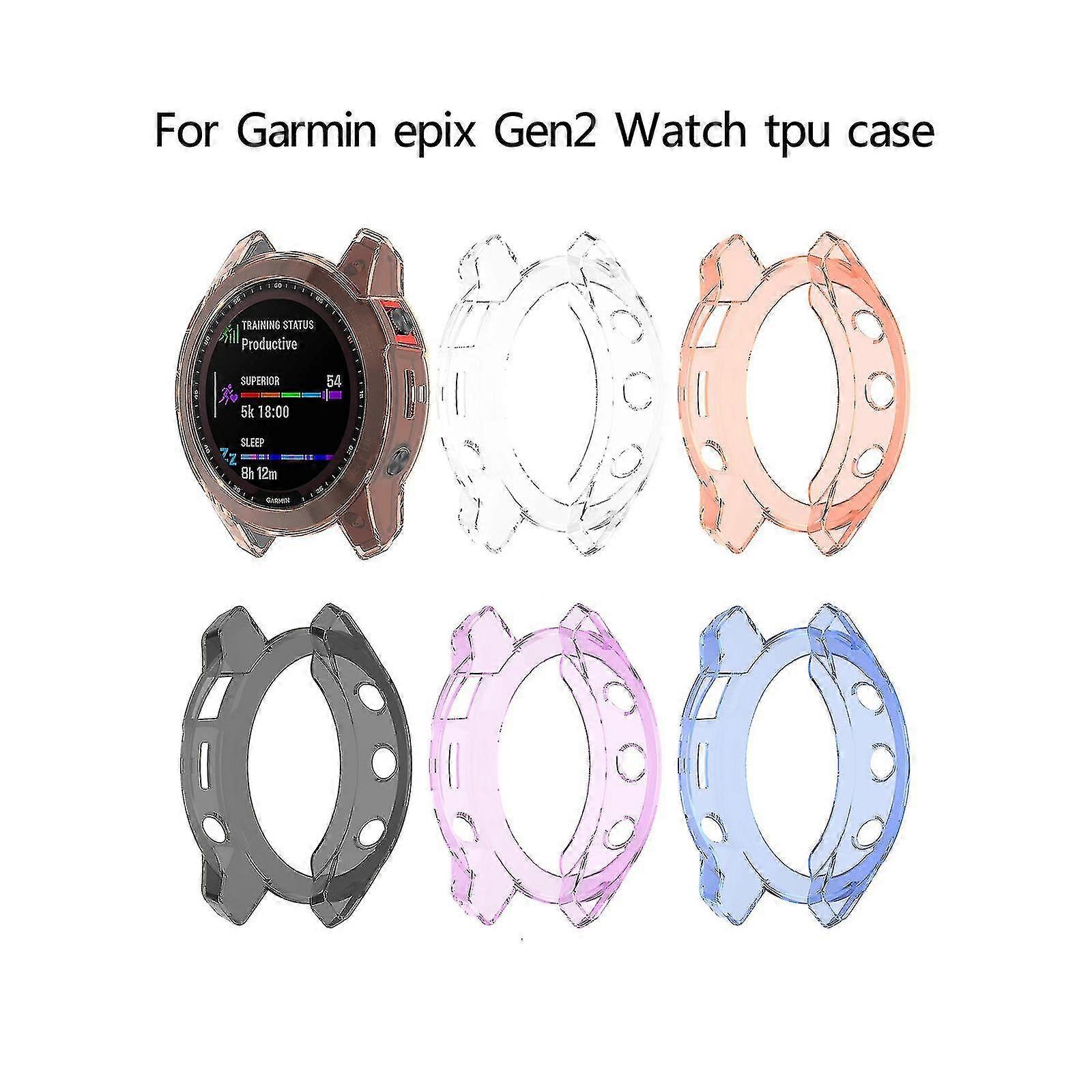 Shockproof Watch Cover For Garmin Epix Gen2 Full Screen Protector Bumper Shell Transparent Pink