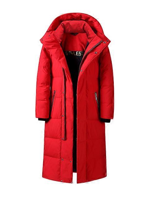 The Knee Thick Warm Men Jacket - Yellow