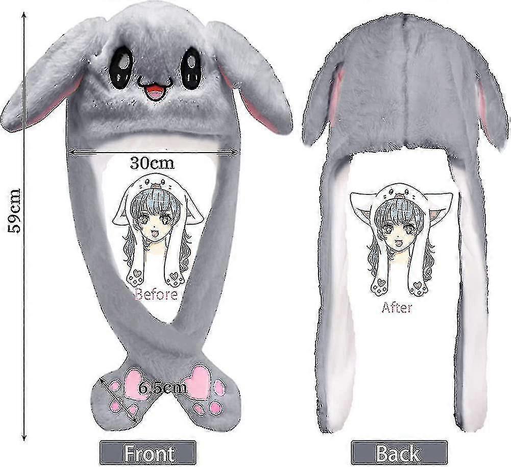 Rabbit Ear Moving Jumping Hat Plush Bunny Hat Cap With Moving Ear Easter Ear