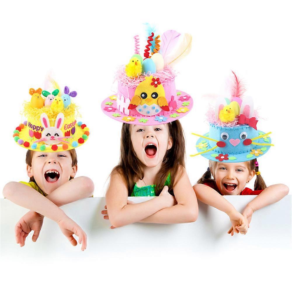 Children DIY Easter Non Woven Fabric Hat Kit Bunny Egg Material Kit Handmade