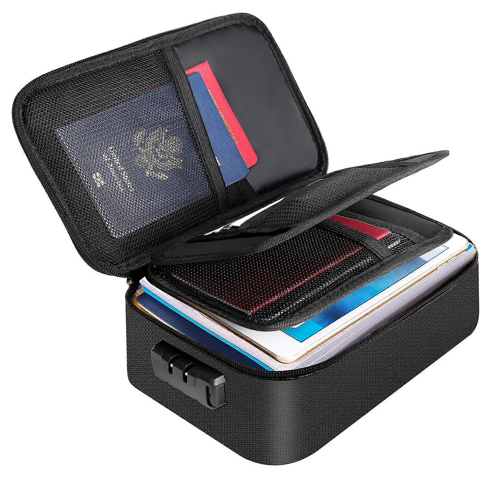 File Storage Box Fireproof Document Organizer with Safe Code Lock Large Capacity Multi-Layer File Storage Bag