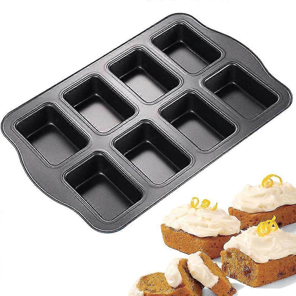 Nonstick Mini Loaf Pan, Carbon Steel Mini Bread Pan 8 Cavities, Non-toxic & Easy Cleanup Rectangular Fernandez Cake Mold