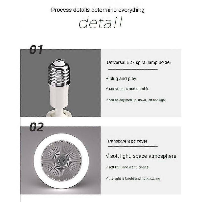 Ceiling Fan With Remote Control And Light 30w Led Lamp Fan Smart Silent Ceiling Fan E27 Converter Base White