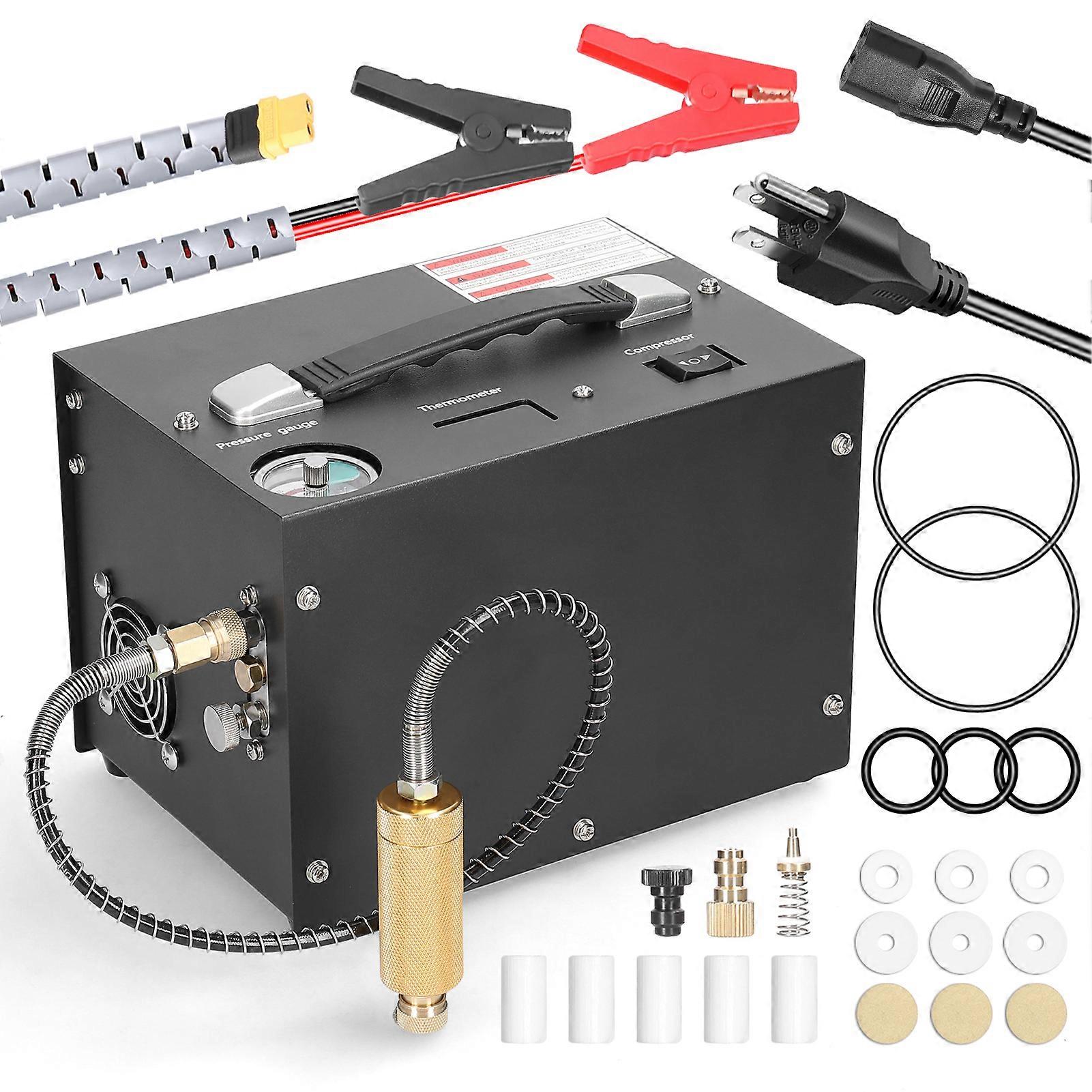 4500Psi 300Bar Elektrisk Högtrycks Luftkompressor Pump Med Barometer Inbyggd Transformator Utomhus Bil Däck Uppblåsningspump