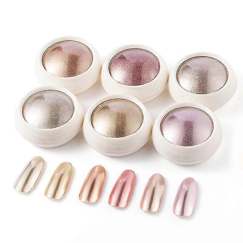 6 علبة مسحوق أظافر كروم ، مسحوق صبغ معدني لفن الأظافر مجموعة مسحوق لامع لامع مع تأثير المرآة السحرية
