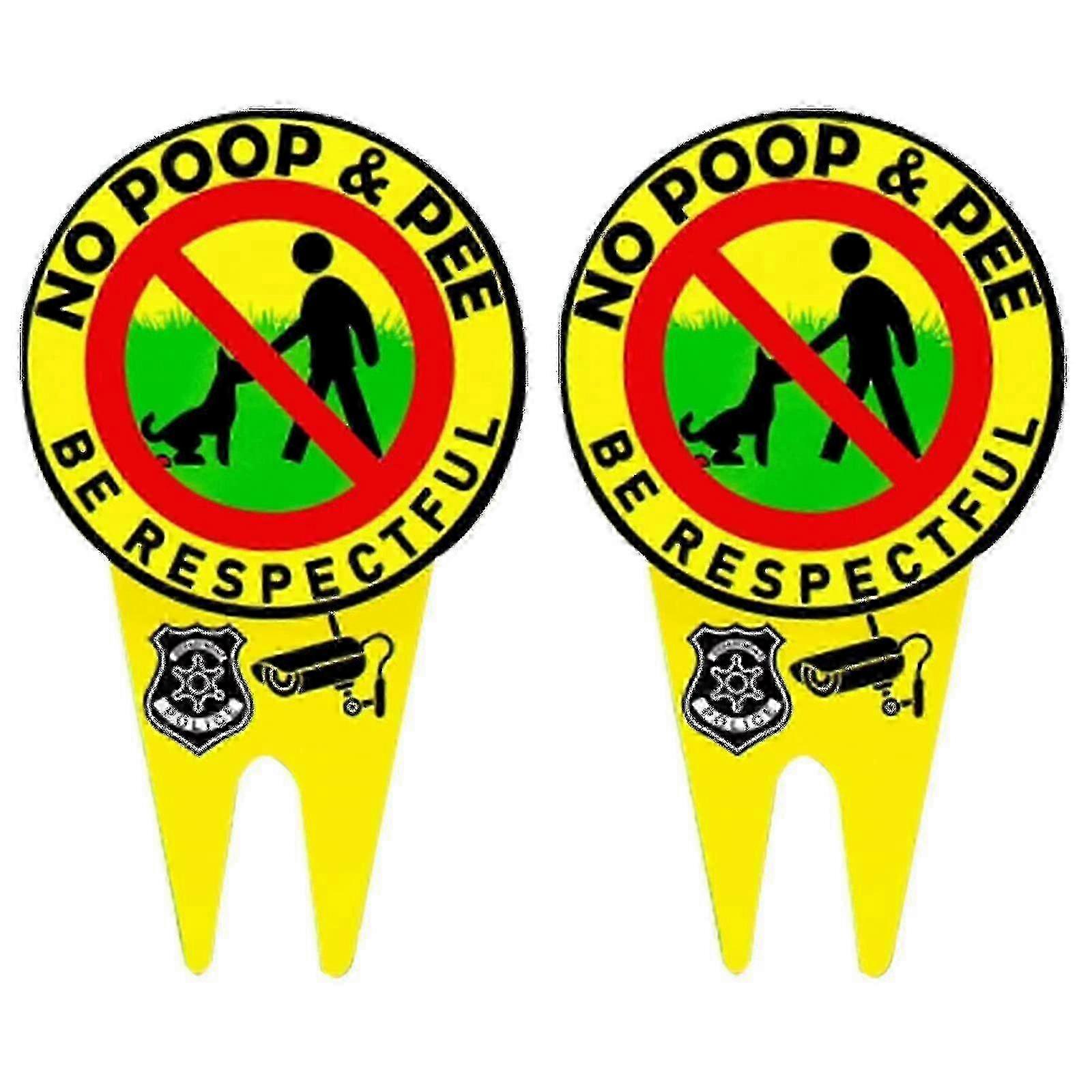 2pcs No Poop Dog Signs For Yard Garden, No Pooping Dog Sign Yard Sign With Stake Reflect Light In Darkness
