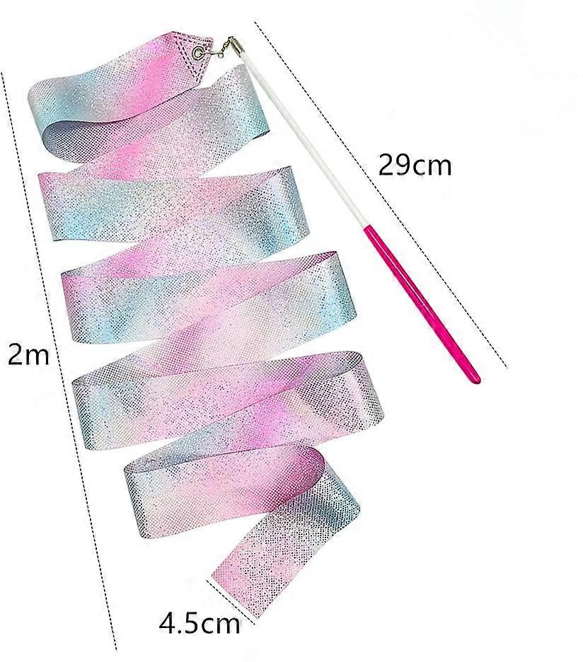 Rhythmic gymnastics dance ribbon ribbon pink and blue gradient Sparkling Dance Ribbon 2 pack