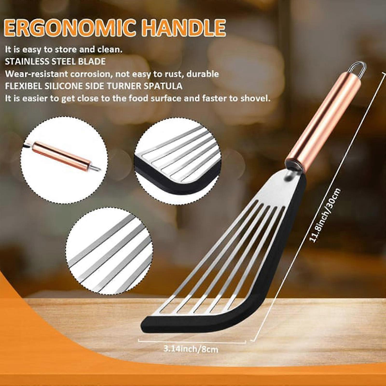 Silicone Fish Spatula For Nonstick Cookware, Slotted Spatula Turner W/ Heat Resistant