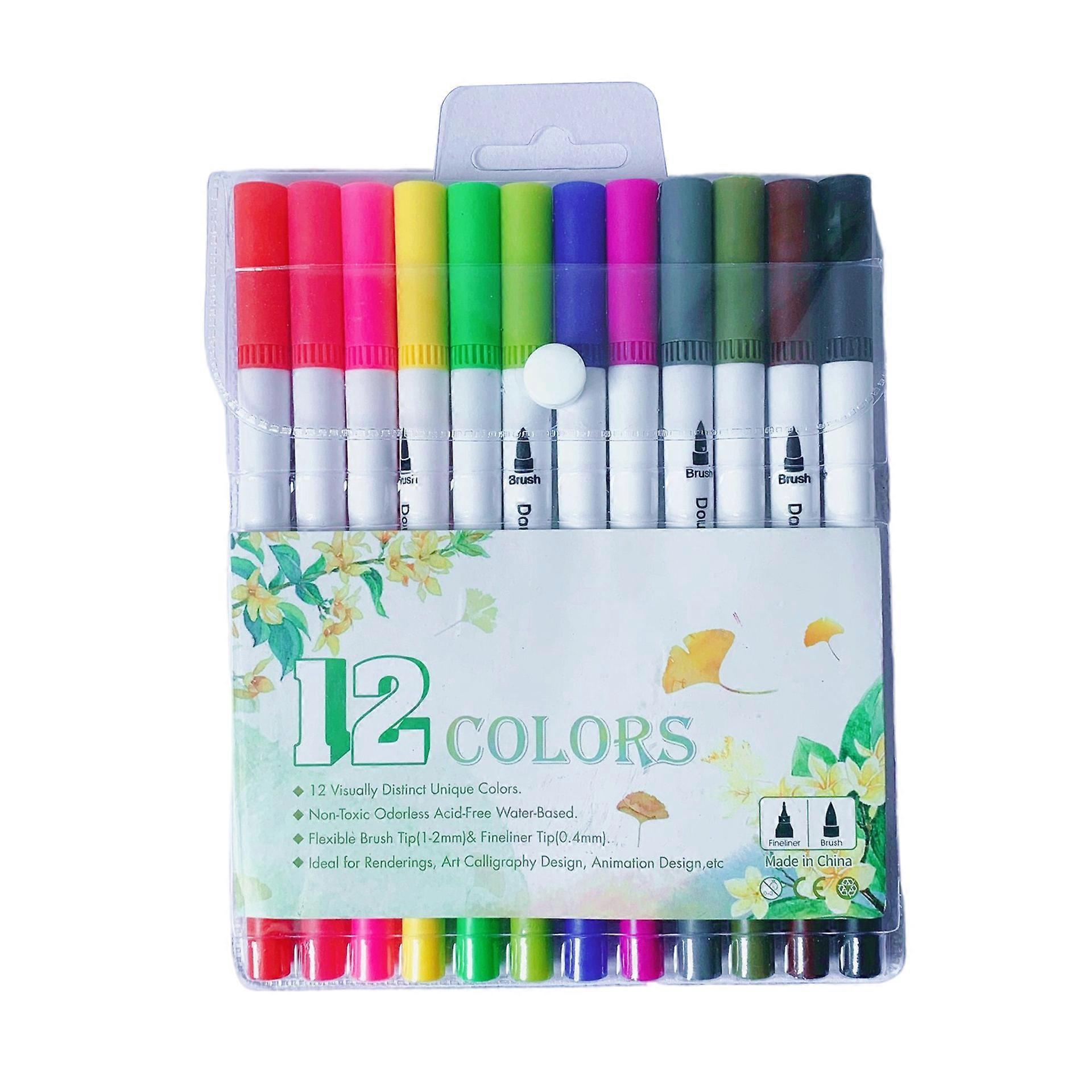 Dual Brush 12 Color Marker Pens