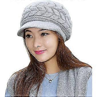 Womens Winter Beanie Hat Warm Knitted Slouchy Wool Hats Cap With Visor
