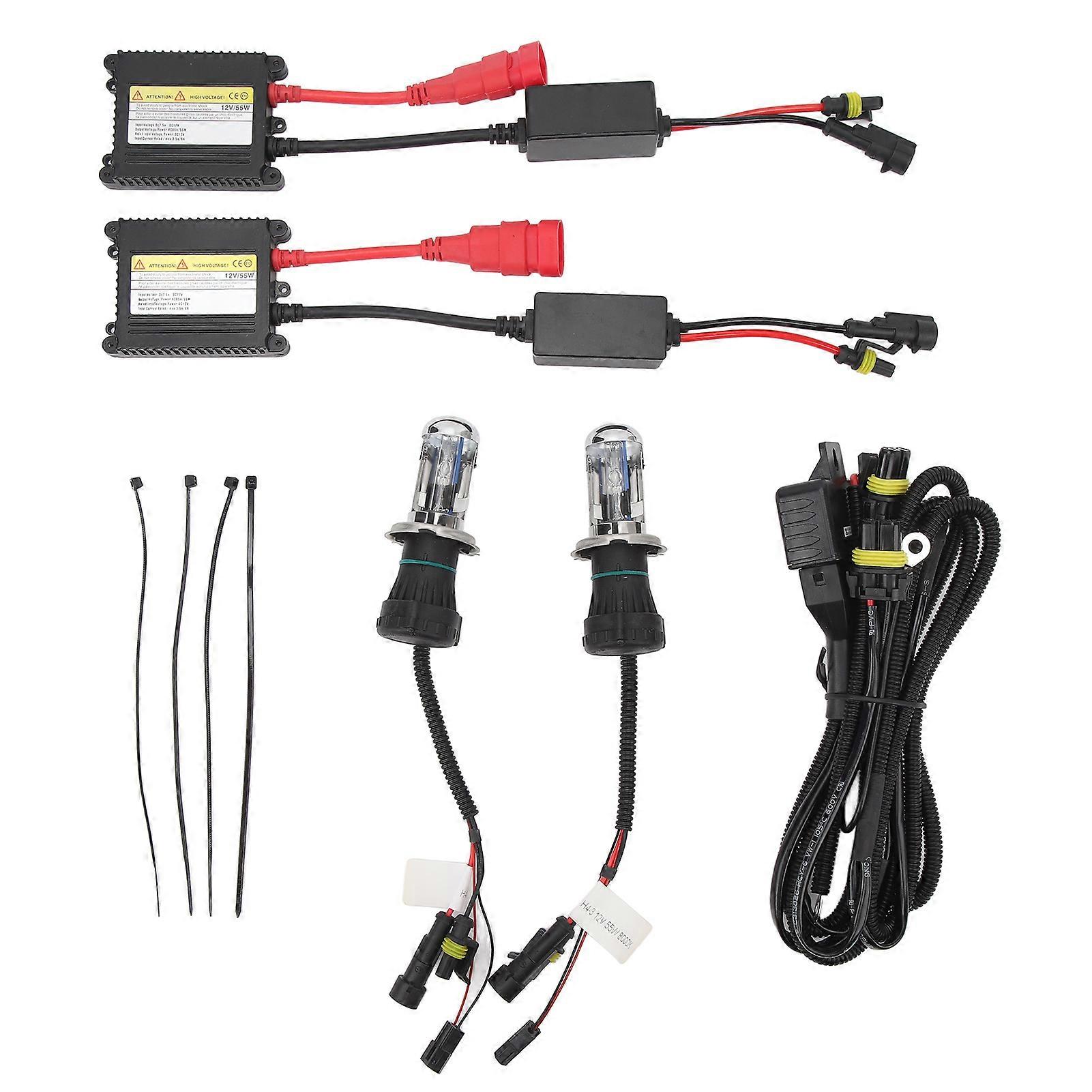 Xenon Headlights 5500LM H4 Xenon Bulb 55W HID Xenon Bulb Kit for All DC12V Cars 6000/8000K