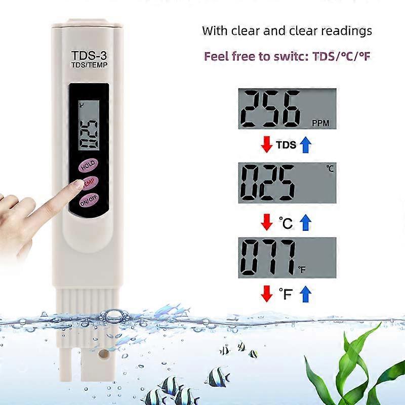 Handheld TDS Digital Water Tester Water Test Pen Water Quality Analysis Meter Water Purity Check 0-9999 ppm Measurement