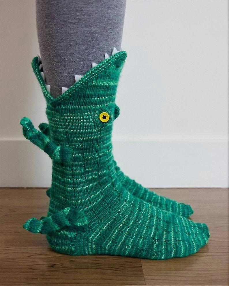 Knitted Crocodile Socks Winter Warm Socks Chameleon Socks2#