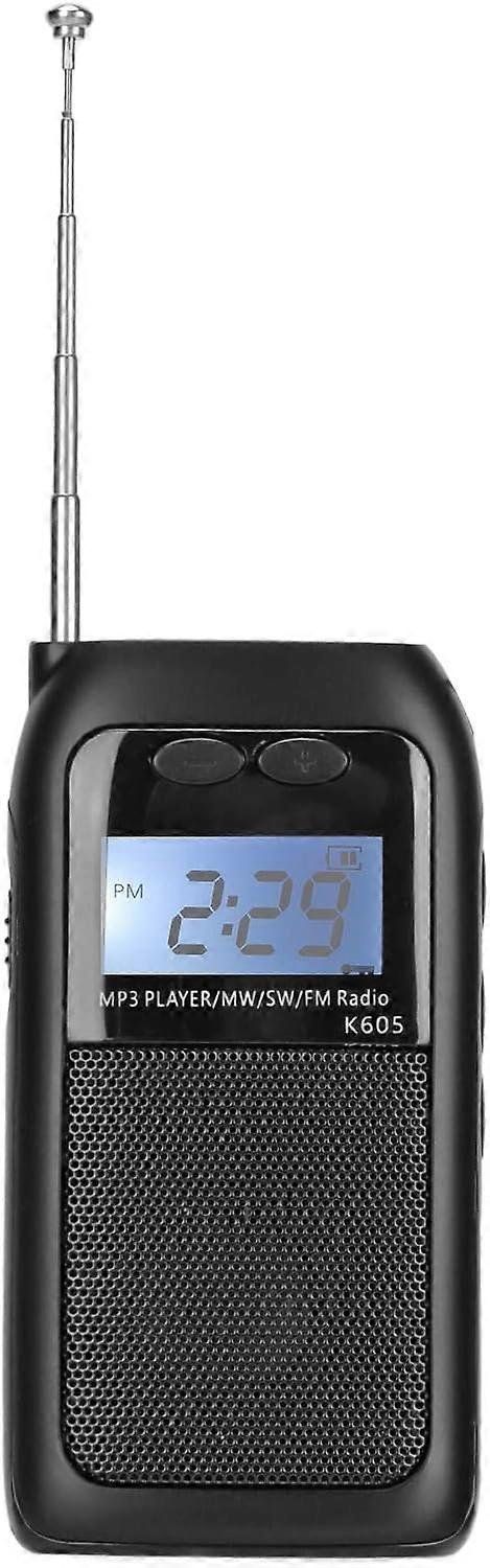 Digital Display Radio Multifunctional Automatic FM MW SW Full Band Supports MP3 Playback Format Pocket Radio with White Backlight for Jogging and Gym