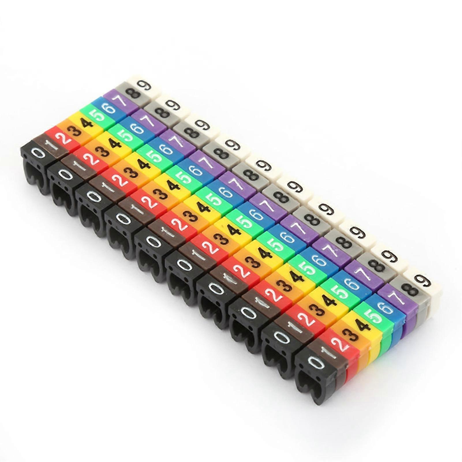 Marqueur de câble d’étiquette de numéro de fil Marqueur de câble coloré 100Pcs 4mm2 Tube de numéro numérique