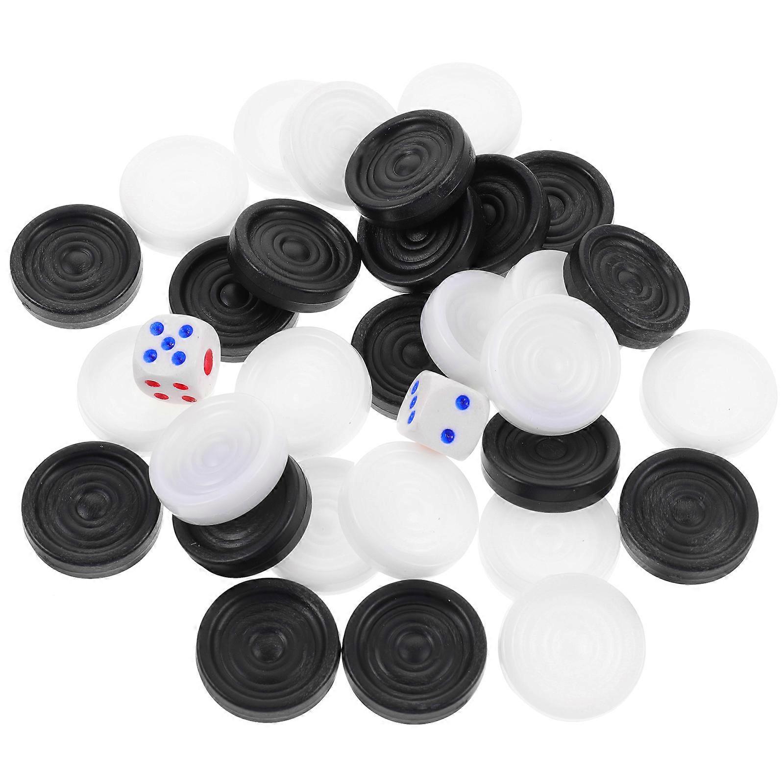 1 Set Black and White Backgammon Pieces Plastic Backgammon Replacement Pieces