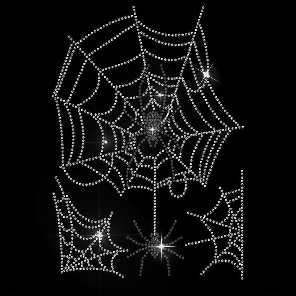Cobweb Spider Rhinestone Iron on Hotfix Transfer Decal White Spider Web Iron On Rhinestone Crystal Rhinestone Backing Hot Bling Patch Applique for T-S
