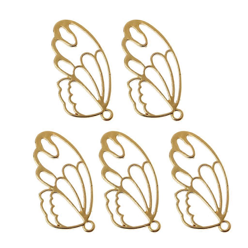 5x/Set Wings Feather Frame UV Resin Pendant Open Bezel Setting Pendant for DIY