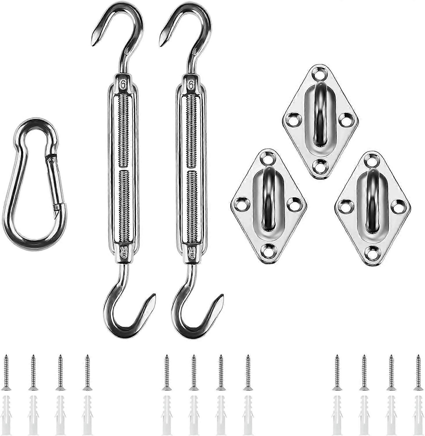 M6 Shade Sail Fixing Kit, Stainless Steel Sun Shade Sail Fixing Kit for Triangle and Square, Rectangle, Sun Shade Sail Fixing Accessories