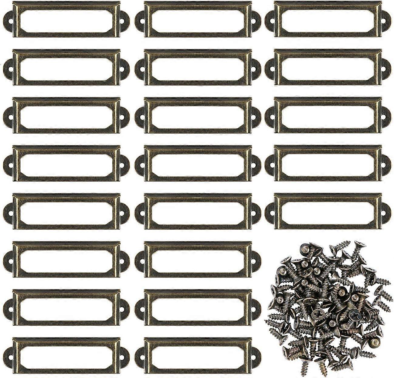 30 Pack Metal Label Holders with Screws for Furniture Drawers Cabinets Card Name Plates for Desk Bookshelf Shelves - Bronze (S-59 x 17mm)