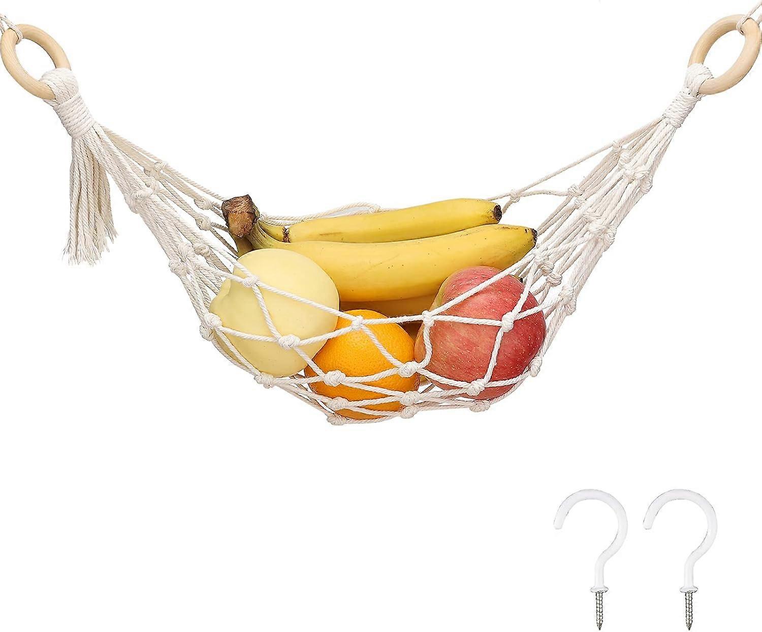 55cm Hanging Fruit Hammock with 2pcs Screw Hooks,Cotton Woven Hammock