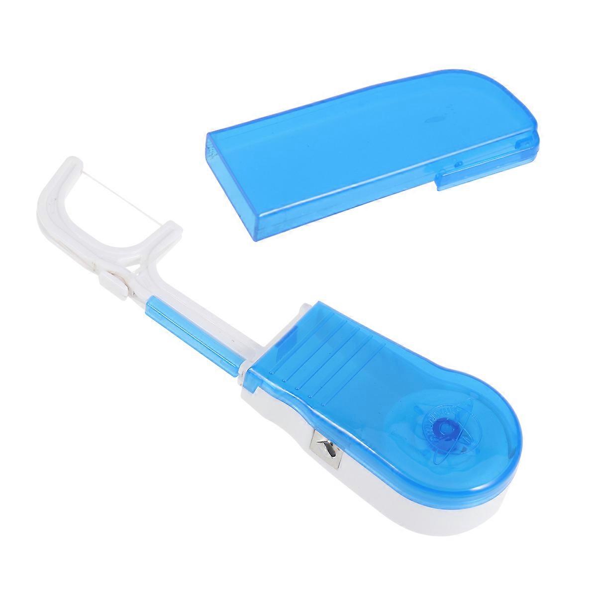 1pc Replaceable Dental Floss Holder Dental Flosser Built-in Spool Flat Wire Dental Floss Replacement Rack with 30 Meters Dental Floss (Blue)
