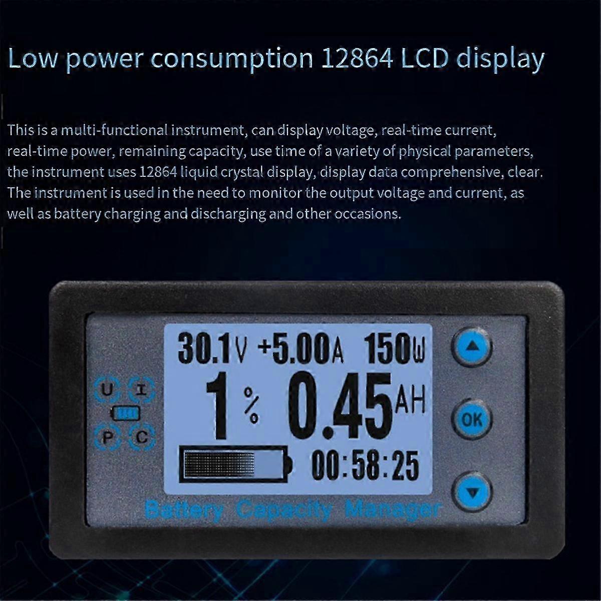 Va9210 120v 200a Digital Voltmeter Ammeter Battery Capacity Indicator Hall Coulomb Meter Tester Power Detector