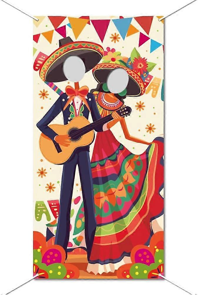 Dance Couple Photo Door Banner Fiesta Couple Photo Door Baner for Party Supplies Large Photography Backdrop Decor with Ropes DIY