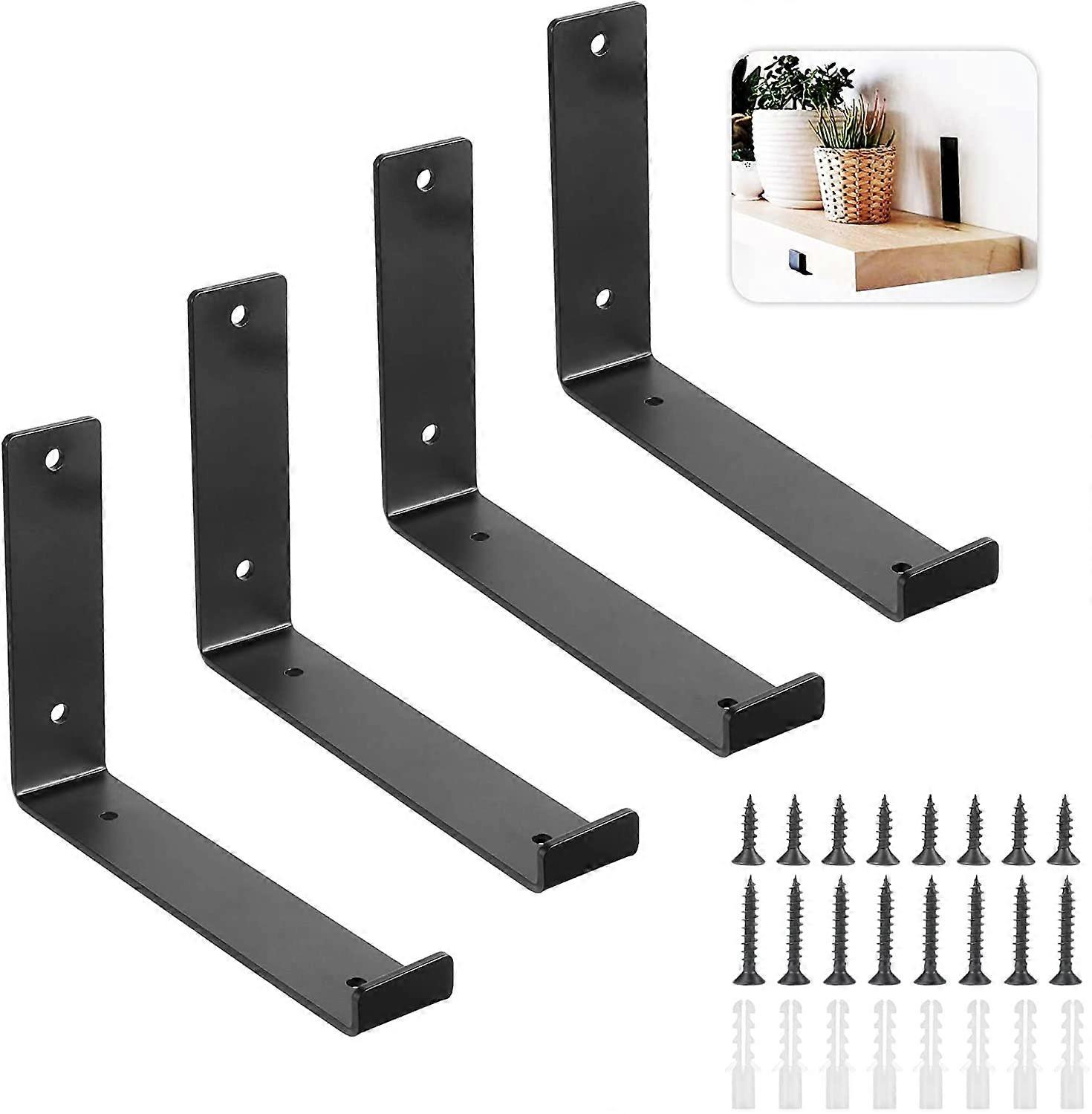 4 pcs black shelf brackets (20 x 3 x 15 cm)