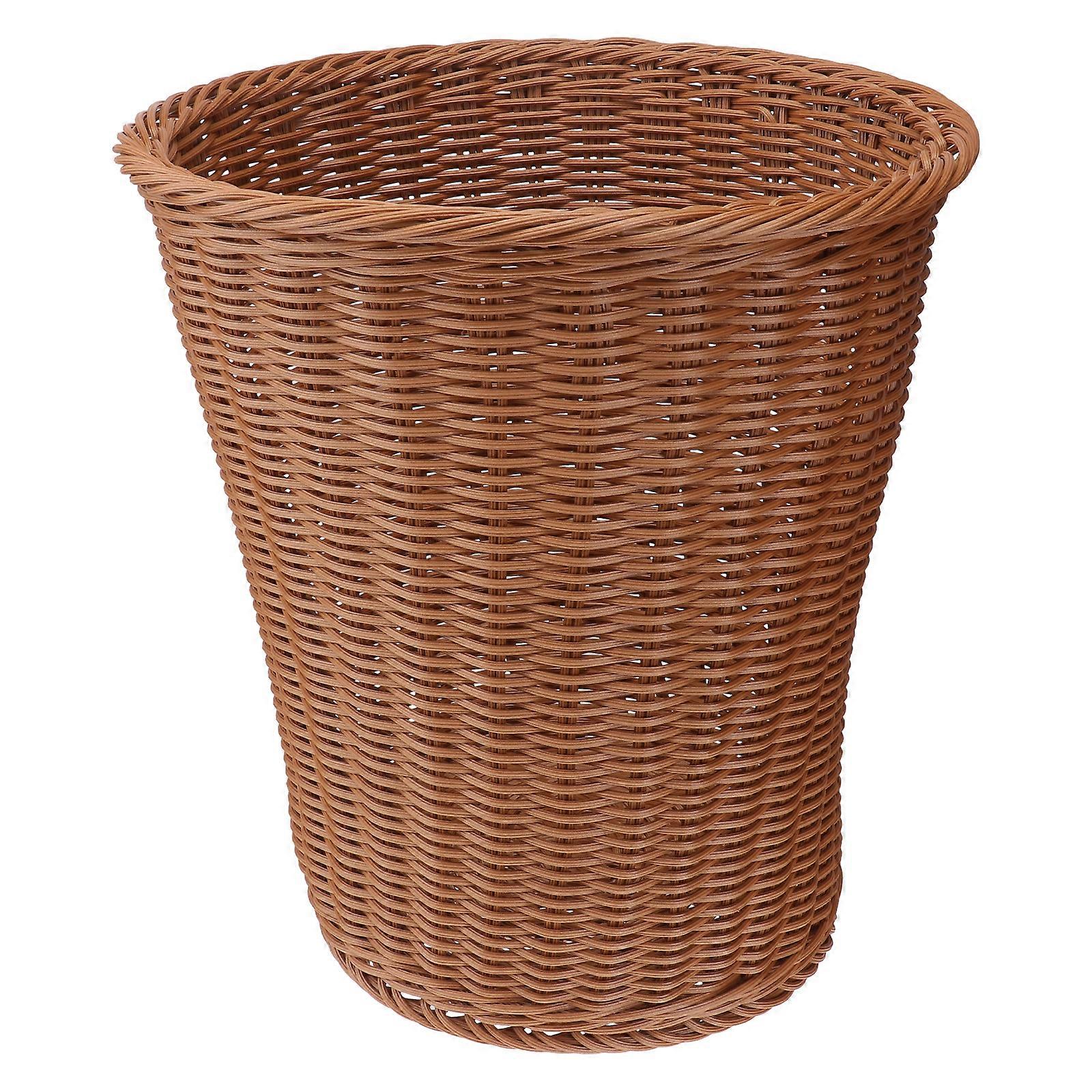 1PC Home Woven Garbage Can Creative Rattan Woven Trash Basket (Random Color)