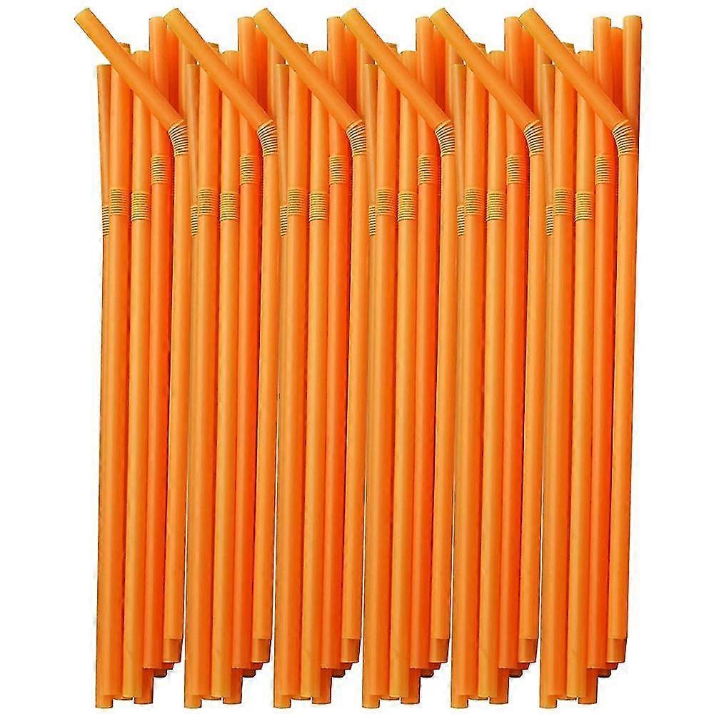 200pcs Extended Straws Plastic,bpa-free Drinking Straw,orange